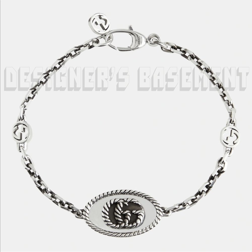 GUCCI size 18 Sterling Silver MARMONT Torchon Double G charms Chain Bracelet 🎁 - Picture 2 of 11